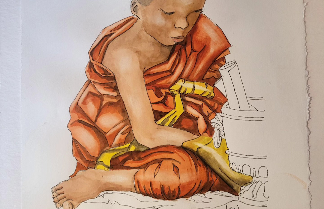 Young Monk Playing Pac Man — Angkor Wat, Cambodia — Karl Willms Young Monk Playing Pac Man — Angkor Wat, Cambodia — Karl Willms